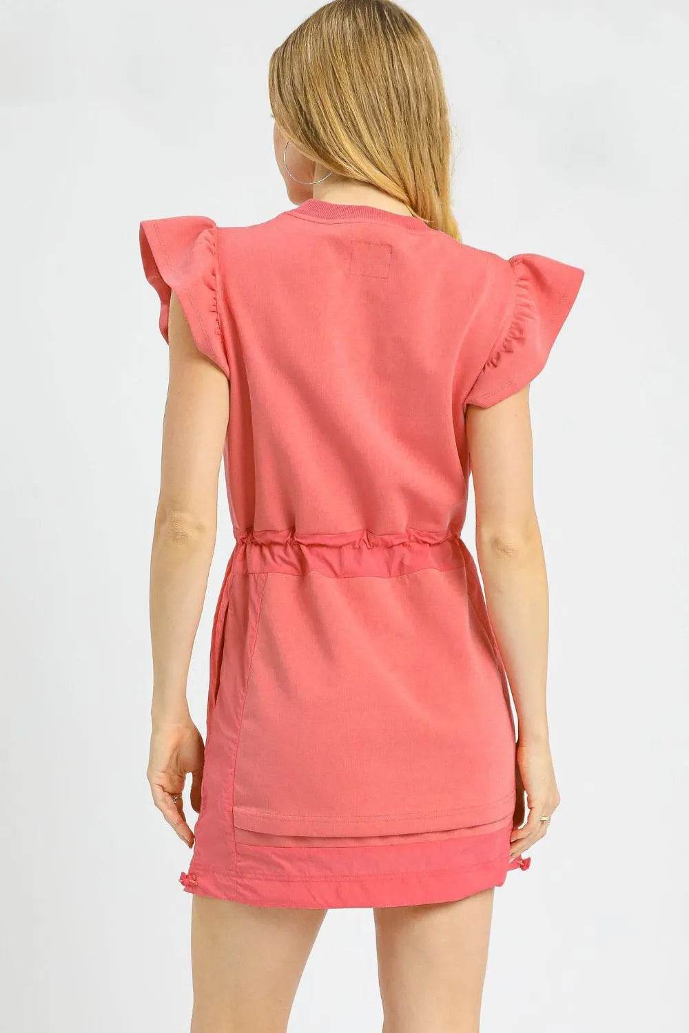 Umgee Luxe knit Ruffle Sleeve Drawstring Mini Dress Trendsi 74a6abf7-162c-4881-9859-50143ed661d6-Max-Origin