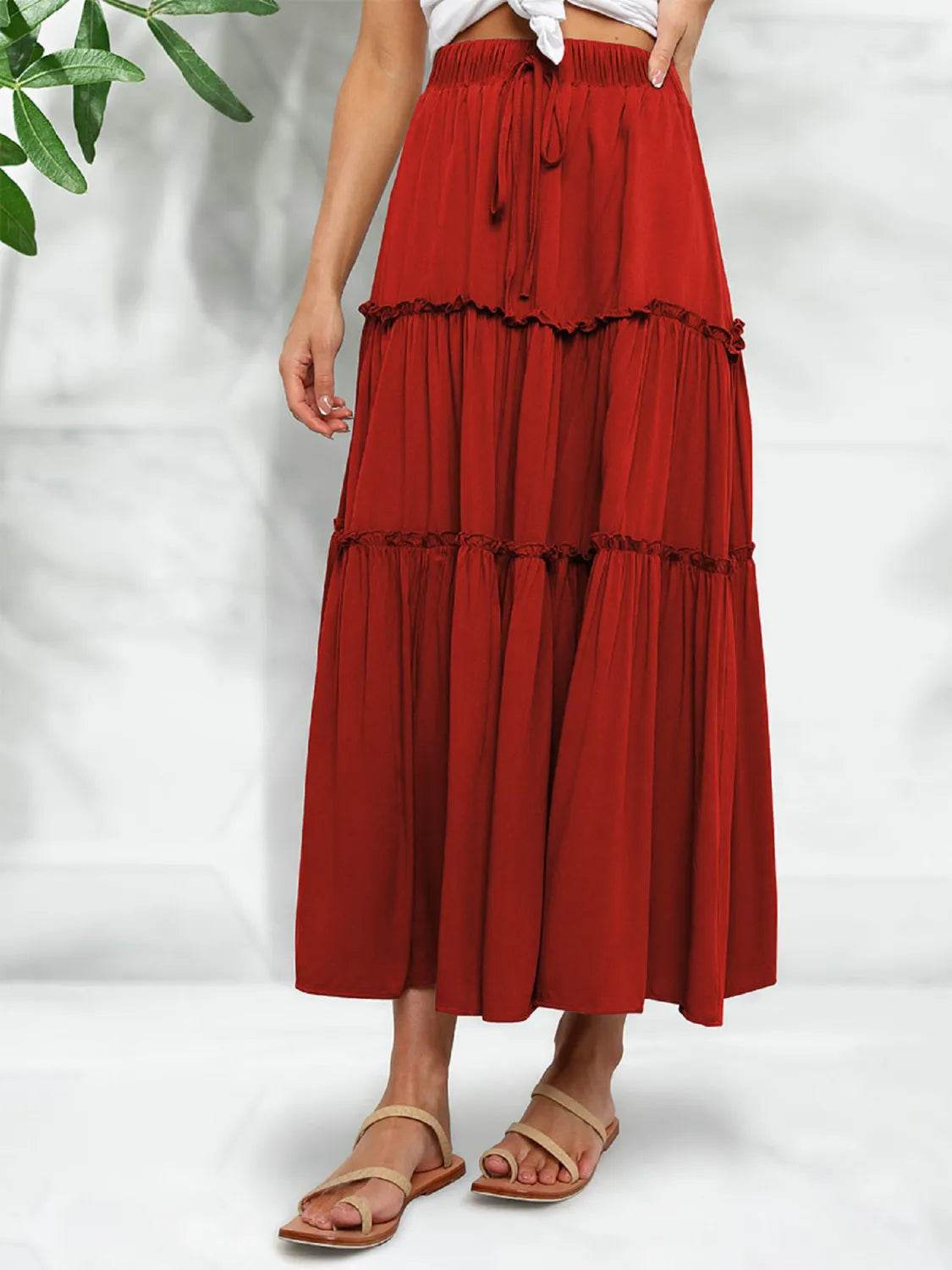 Frill Tiered Midi Skirt Deep Red Trendsi 74b3a54d-09de-4292-8c23-933e1b6a8b24-Max-Origin