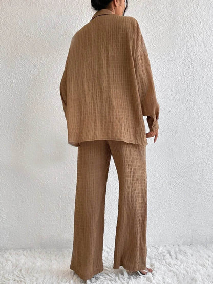 Button Up Long Sleeve Shirt and Pants Set Trendsi 74cf2ad7943844498b02a87bf292ce24-Max-Origin