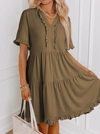 Tiered Notched Short Sleeve Mini Dress Trendsi 74d14485-cb8e-4afa-a7ef-a5a3b25b0414-Max-Origin
