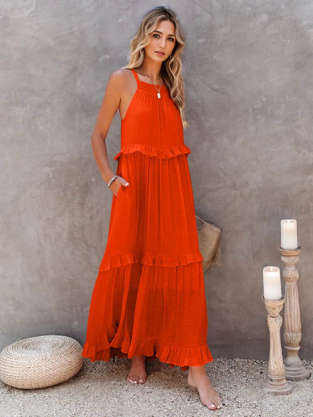 Ruffled Sleeveless Tiered Maxi Dress with Pockets Trendsi 74e37812-8d76-4ede-ad9c-bfd7cd850dd3-Max