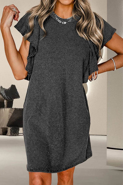 Textured Ruffled Round Neck Cap Sleeve Dress Black Trendsi 74f35431-89f1-4514-b8fb-e89ed9191eb3-Max