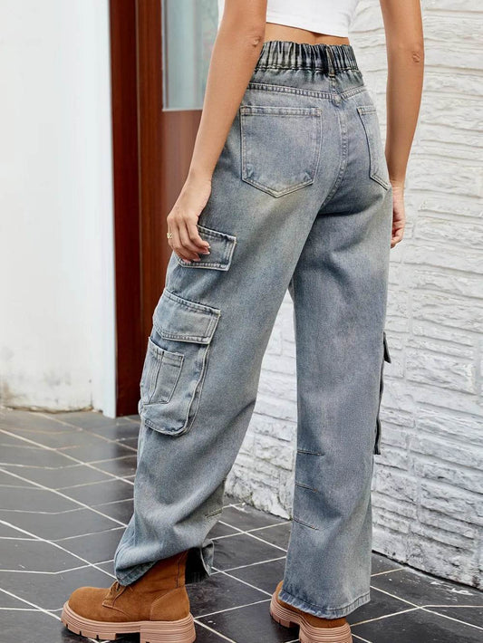 Washed Jeans with Pockets Trendsi 750136bb-3bfa-422e-a2b9-358291c6a368-Max