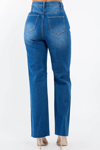 American Bazi High Waist Distressed Wide Leg Jeans Trendsi 7521af31-e2ca-48f2-985d-e21eb87504f8-Max