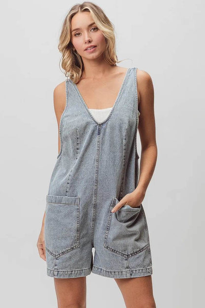 BiBi Patch Vintage Washed Denim Shortall LT DENIM Trendsi 753111a2e7994606892b4edd0025ff20-Max-Origin