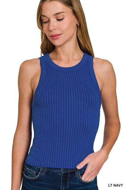 Zenana Seamless Ribbed Crop Tank LT NAVY Trendsi 754405d22c824542925ed12368aa0582-Max-Origin