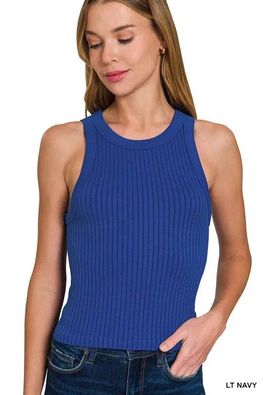 Zenana Seamless Ribbed Crop Tank LT NAVY Trendsi 754405d22c824542925ed12368aa0582-Max-Origin
