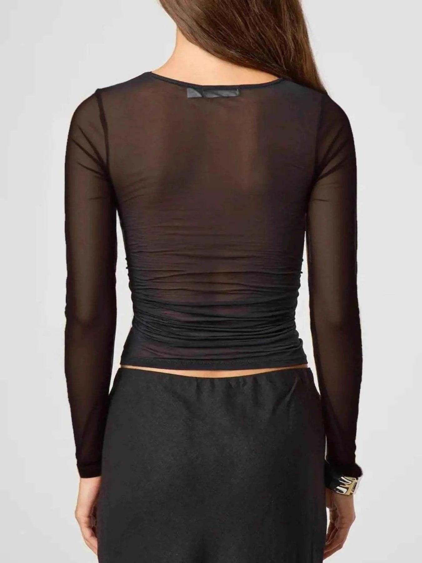 Ruched Mesh Long Sleeve Top Trendsi 75542b92-f64e-49e4-ae47-d99540932d15-Max-Origin