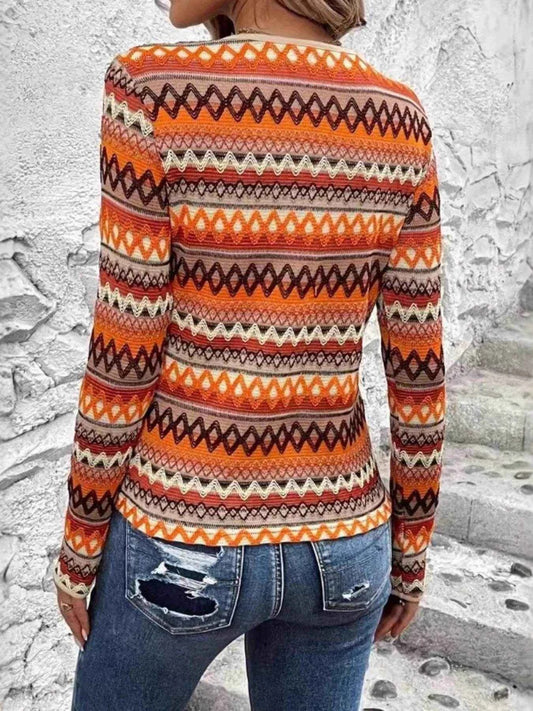 Bohemian Geometric Pattern Long Sleeve T-Shirt Trendsi 7560e9d2e9f5480f8a52e6aed300ed3b-Max-Origin