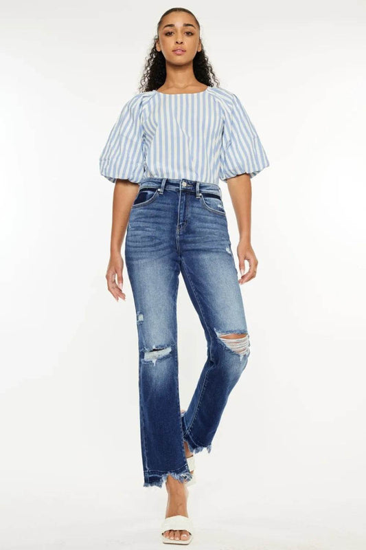 Kancan High Rise Distressed Slim Straight Jeans Dark Trendsi 758cddd1-534d-436f-8375-b3365b83cc01-Max