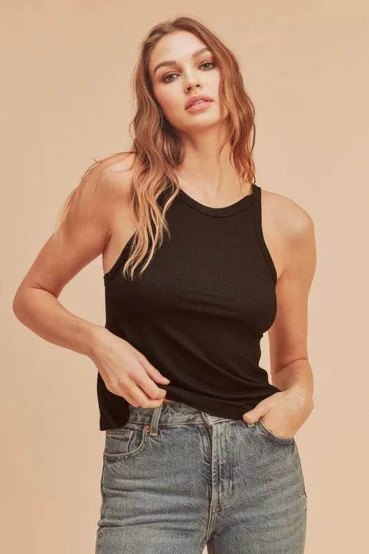 Aemi + Co Lightweight Ribbed Tank Black Trendsi 75936837-aa6b-4d7b-a3e0-ddf2e4e7e307-Max