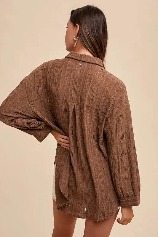 Annie Wear Openwork Button Down Drop Shoulder Shirt Trendsi 75aa3930-3b68-4e49-88b8-9f41e4343a2f-Max