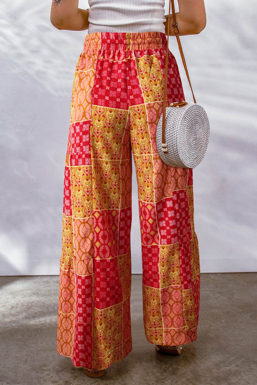 Bohemian Patchwork Drawstring Wide Leg Pants Trendsi 75af18788765419ebc52c1bd028200e8-Max