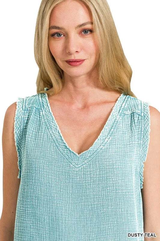 Zenana Double Gauze Raw Edge Acid Washed Tank Trendsi 75af6b9fa96b4a24aab5b745ba8e68c4-Max-Origin