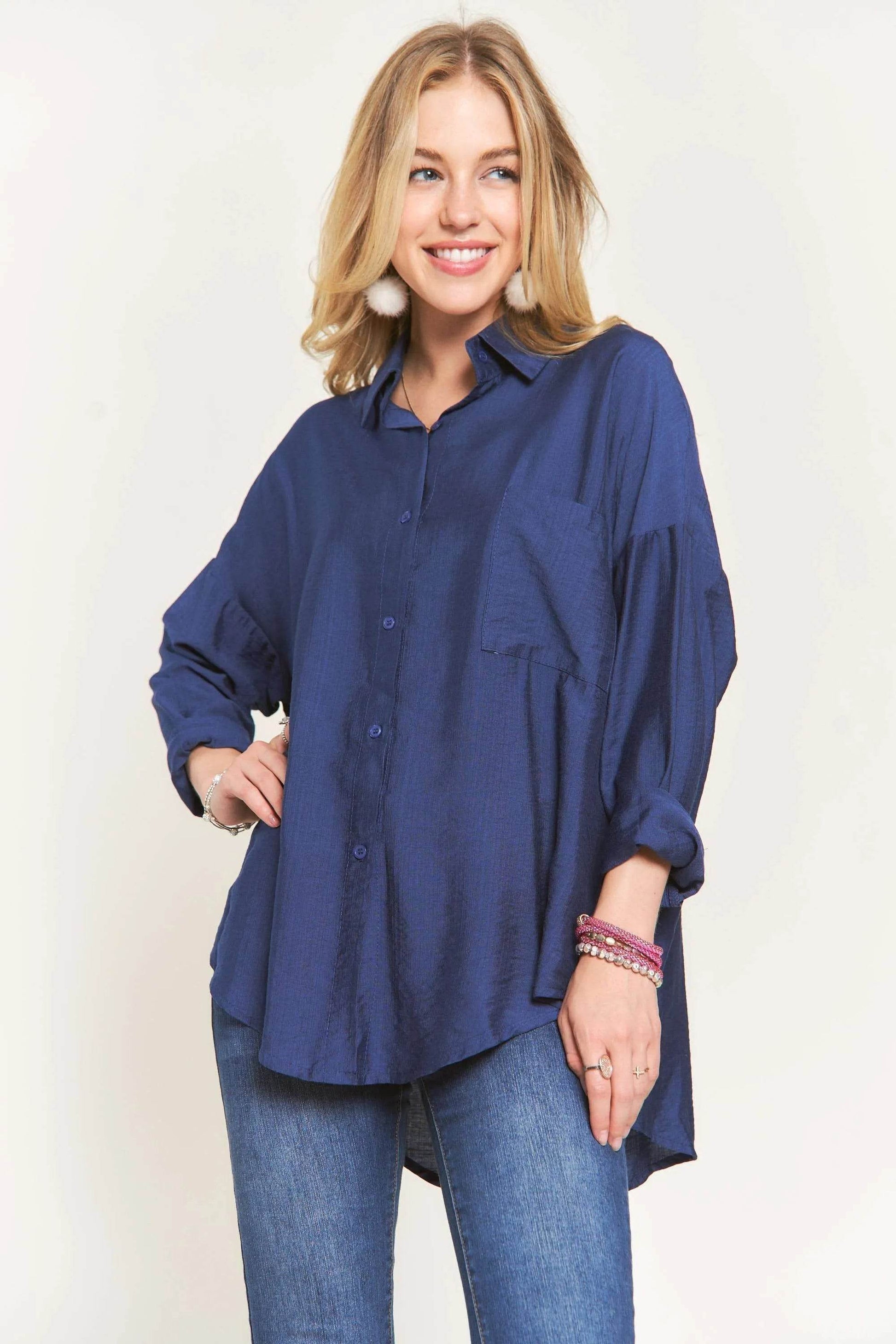 ADORA Button Down Linen Shirt NAVY Trendsi 761b209eafc64824820db81935af6807-Max-Origin