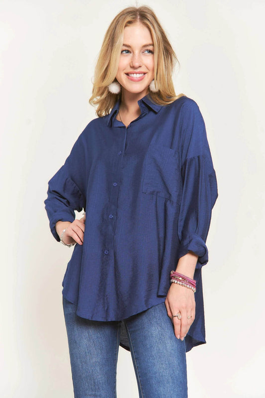 ADORA Button Down Linen Shirt NAVY Trendsi 761b209eafc64824820db81935af6807-Max-Origin
