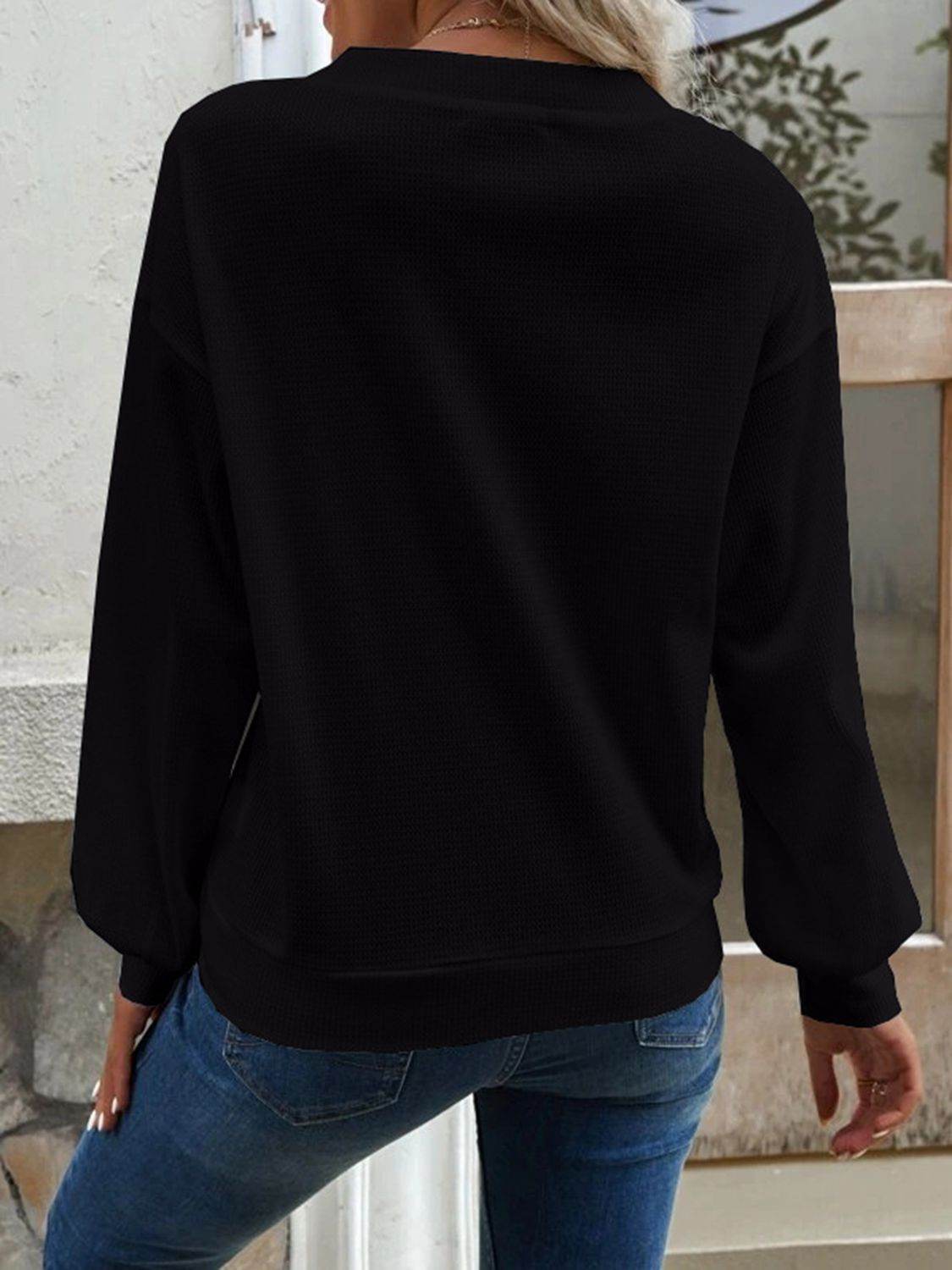 V-Neck Dropped Shoulder Blouse Trendsi 7627cb9c9c524346b87e4446b9a5de3c-Max