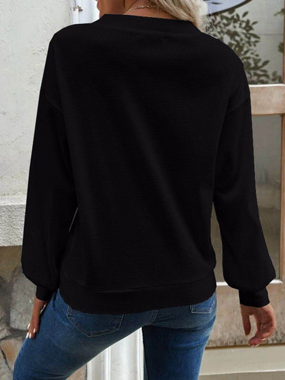 V-Neck Dropped Shoulder Blouse Trendsi 7627cb9c9c524346b87e4446b9a5de3c-Max