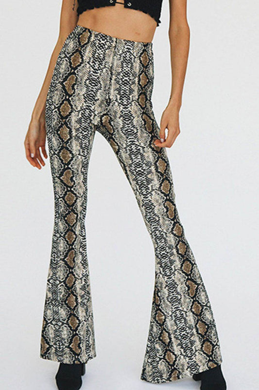 Snakeskin Print Flare Pants Snakeskin Trendsi 7659af93417c42c49f259e774da91609-Max