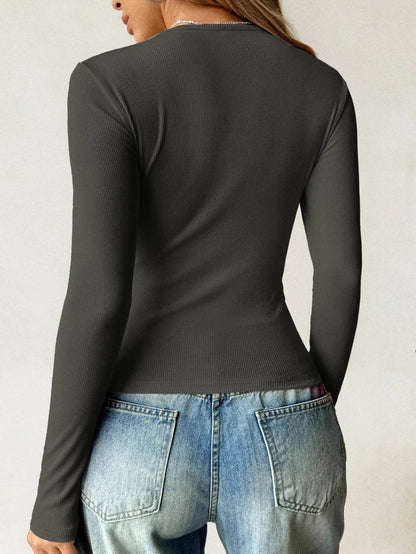 Ribbed Knit Long Sleeve T-Shirt Trendsi 765ddbf7-a920-4d37-a093-a87136de1a59-Max-Origin