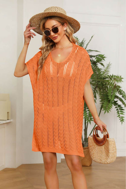 Openwork Side Slit Knit Dress Orange One Size Trendsi 76958248c6514b15bef5ba724d0ed82d-Max