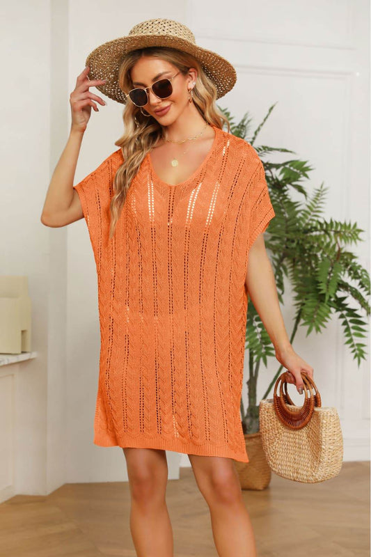 Openwork Side Slit Knit Dress Orange One Size Trendsi 76958248c6514b15bef5ba724d0ed82d-Max