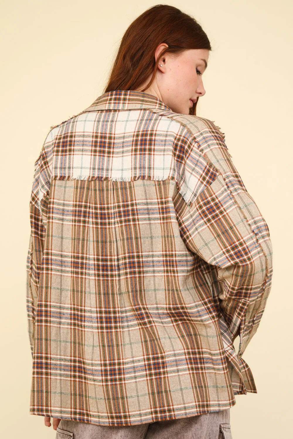 VERY J Contrast Plaid Raw Detail Shirt Trendsi 76a19fe8-c4e9-4a27-9f69-74784661ef87-Max