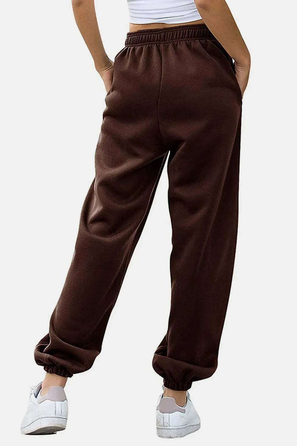 Elastic Waist Joggers with Pockets Chocolate Trendsi 76e6ddf3-5953-429d-87a4-3e70a145c96e-Max