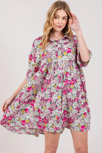 SAGE + FIG Floral Button Down Mini Shirt Dress Trendsi 76fab21f-495f-4910-9f65-8406a2396064-Max