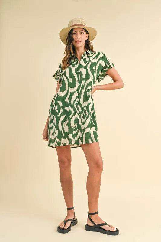 Annie Wear Abstract Printed Frill Sleeve Shirt Mini Dress Trendsi 76fce4acdf784f6ca258612e72f0e898-Max-Origin