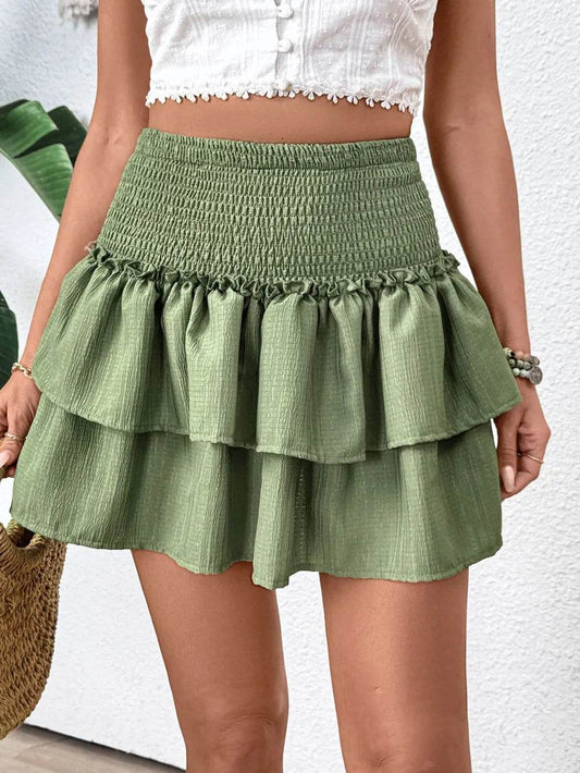 Perfee Layered Smocked Mini Skirt Matcha Green Trendsi 77151bdc-a2ea-4858-9a3b-8dcb93dce36e-Max