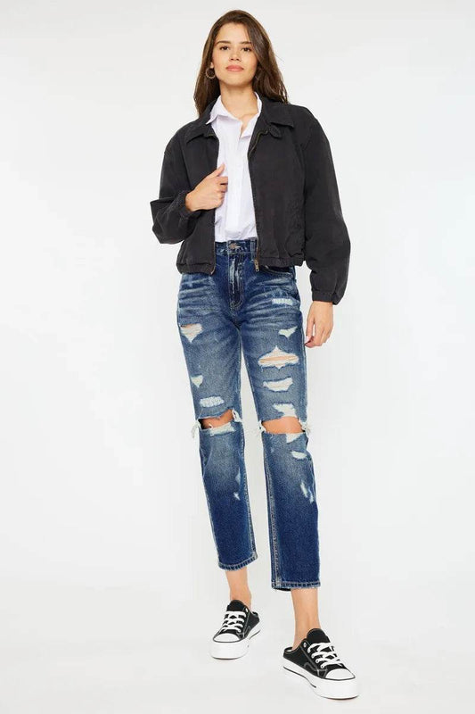 Kancan High Rise Distressed Mom Fit Jeans DARK Trendsi 77190c74fa1f4b5289dac1a420ec3715-Max-Origin