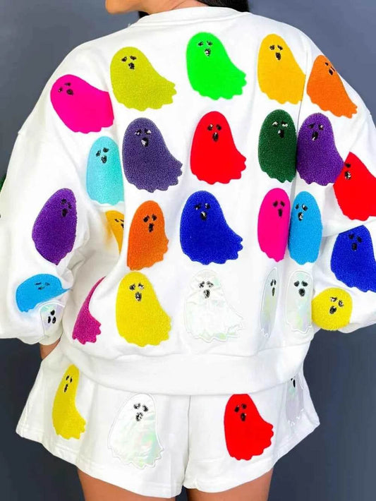Ghost Printed Round Neck Long Sleeve Top and Shorts Set Trendsi 7751edb9-0af9-4195-87ce-4d74c0564cc4-Max