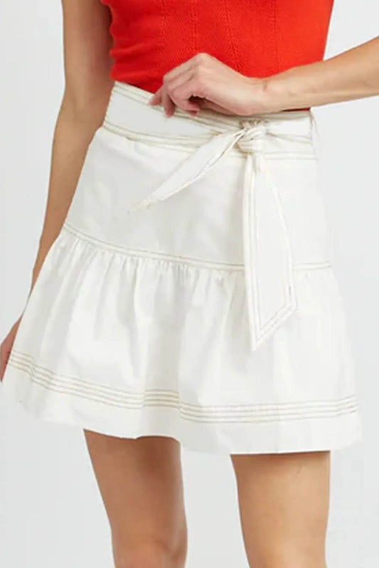 Contrast Stitching Trim Knotted High Waist A-Line Mini Skirt White Trendsi 775dfd5c-84b3-4588-b209-c46c3f5db497-Max