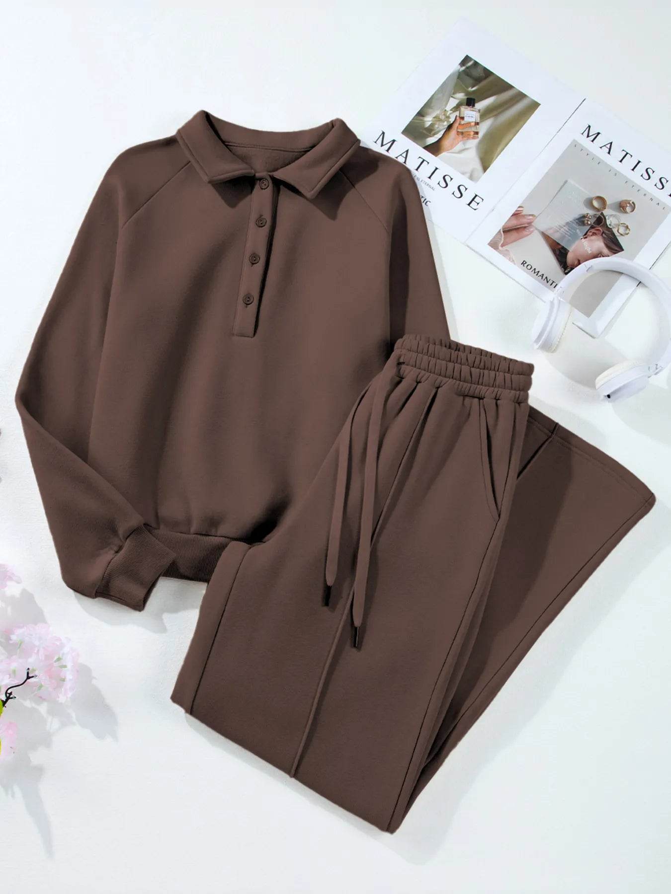 Collared Sweatshirt and High Waist Pants Active Set Trendsi 7784dd40f4ae4bdf9786f45402f485cc-Max-Origin