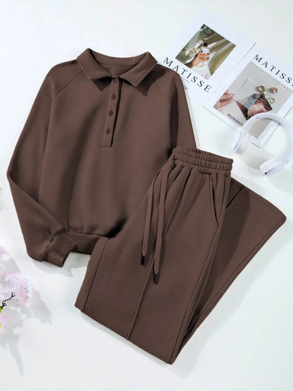 Collared Sweatshirt and High Waist Pants Active Set Trendsi 7784dd40f4ae4bdf9786f45402f485cc-Max-Origin
