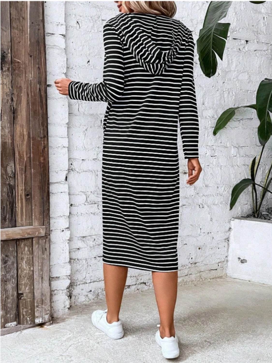 Striped Zip Front Hooded Dress Trendsi 779a239d79664fa6abac571932135066-Max