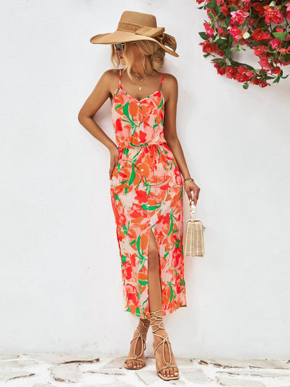 Printed Spaghetti Strap Front Slit Dress Trendsi 77a1fc6d4a1c4dc78cb89d7eac20b9f0-Max