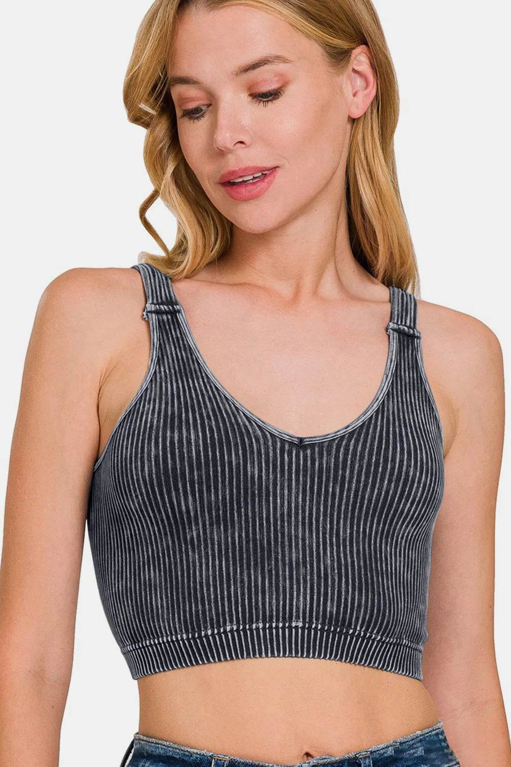 Zenana Washed Ribbed Cropped V-Neck Tank Trendsi 77eb30fe-3b06-46de-9f62-f9874b04cdb7-Max