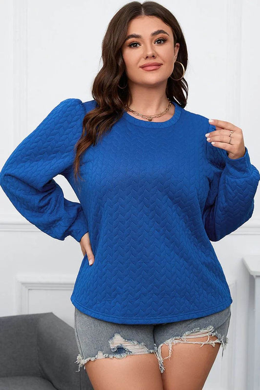 Plus Size Textured Round Neck Long Sleeve Top Trendsi 77fbb0849d774074a72ac88b8299f4a2-Max