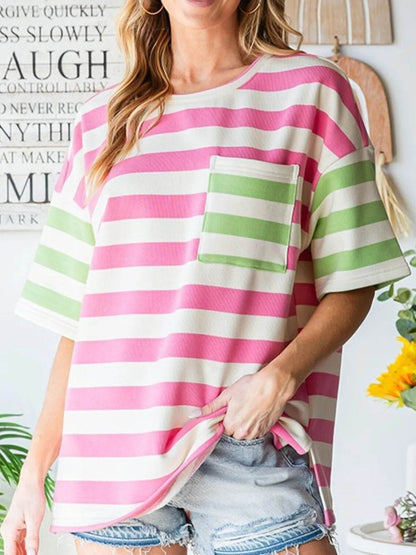 Striped Oversized Short Sleeve T-Shirt Trendsi 780e09c9-0603-45f1-9b08-e7dc2168c159-Max-Origin