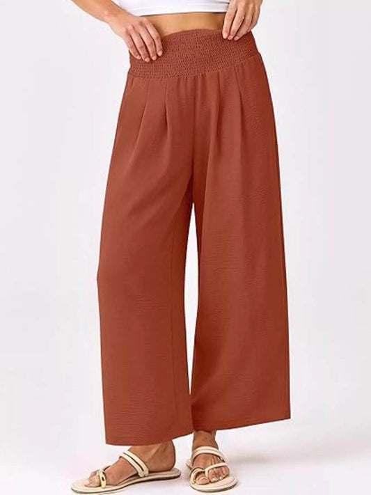 Wide Leg Smocked High Waist Pants Caramel Color Trendsi 7810d090367f4d35bff94cb6231dc9d2-Max-Origin