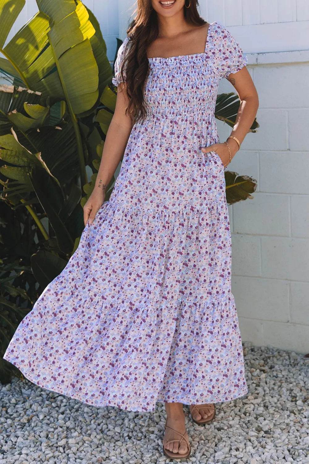Tiered Floral Shirred High Waist Maxi Dress Trendsi 782b95f4-0bed-4737-a277-261031784848-Max-Origin