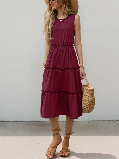 Frill Tiered Midi Dress Trendsi 78358ac5-22e9-4e5d-8450-03146a6fda37-Max-Origin