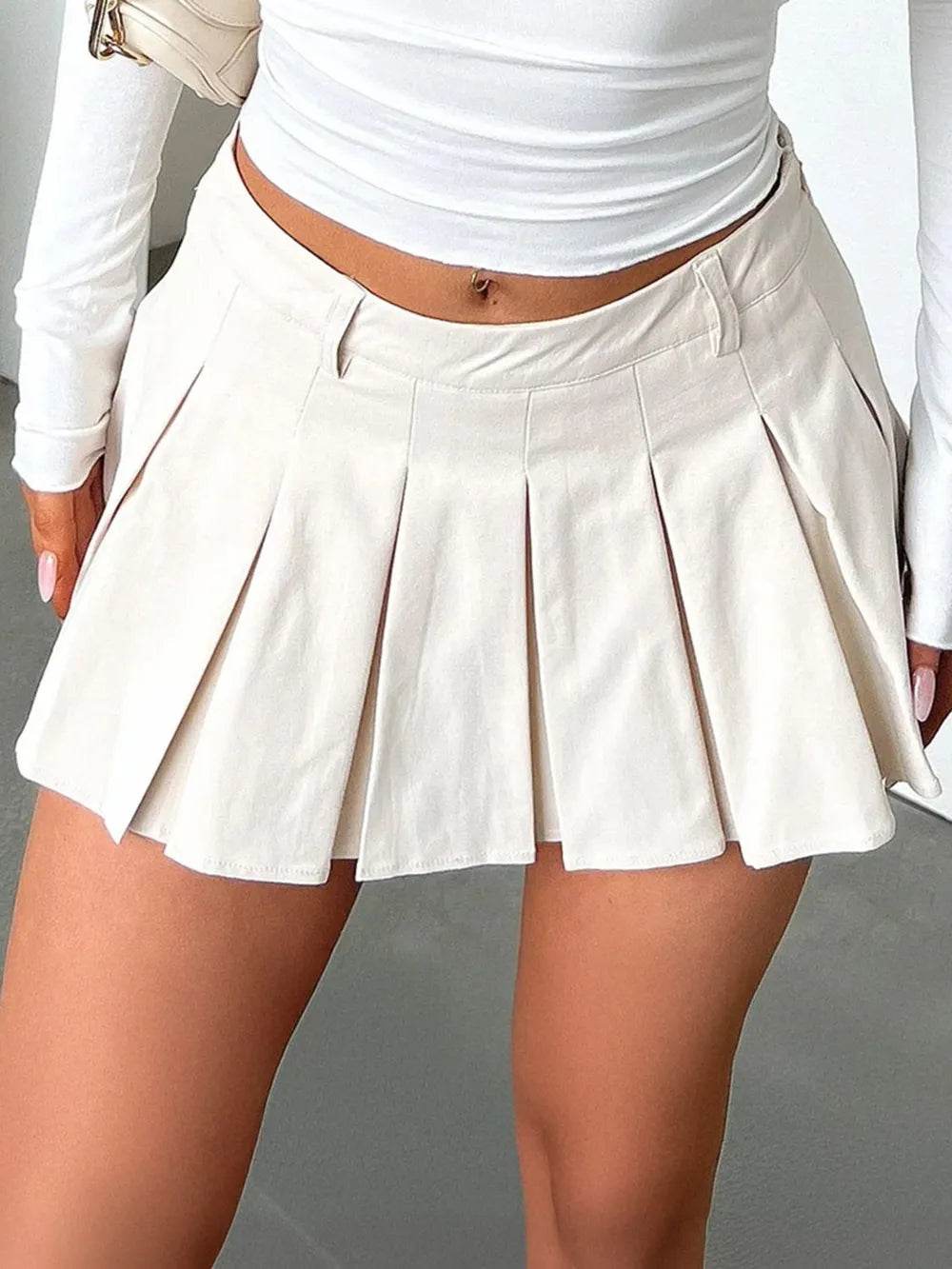 Devine Pleated Mini Skirt Cream Trendsi 783f6c9c-a251-4df6-bf24-5ac282346631-Max