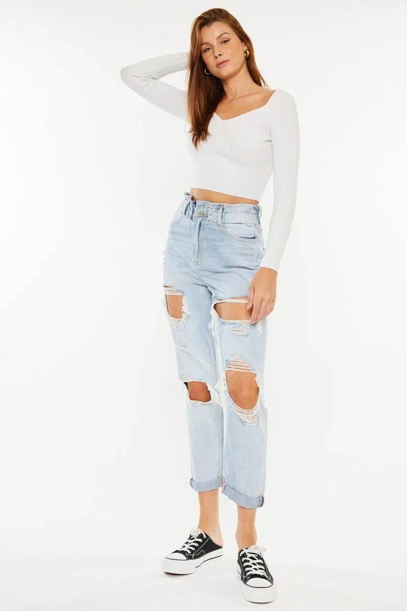 Kancan Open Pack Paperbag Mom Jeans Trendsi 785658a3fc3e495e881a6bed15c15740-Max-Origin