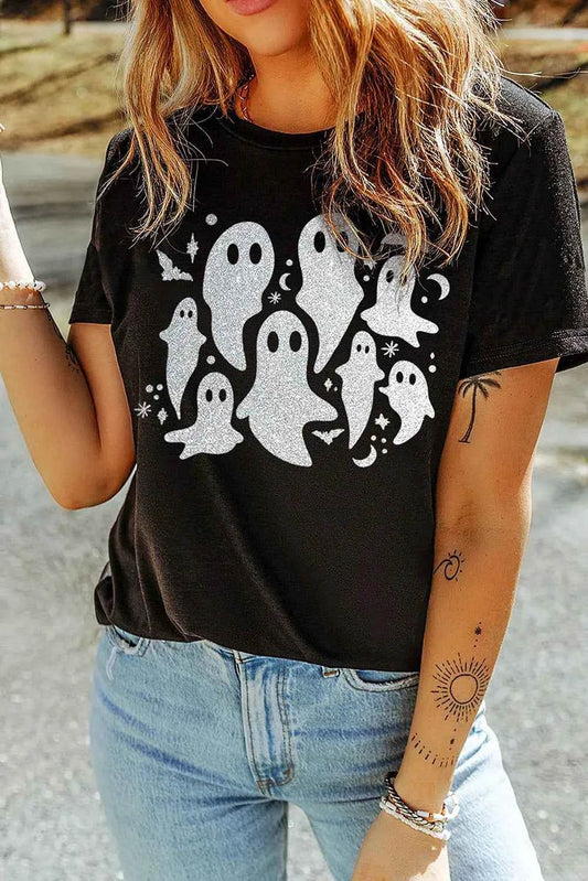 Full Size Ghost Round Neck Short Sleeve T-Shirt Black Trendsi 78734a15-9a95-476e-8d72-ba9cb85361b8-Max