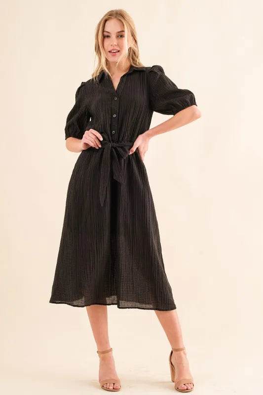 And The Why Waffle Textured Ribbon Waist Midi Dress Black Trendsi 78857a77d2404e22b4d5e003f5482ddc-Max-Origin