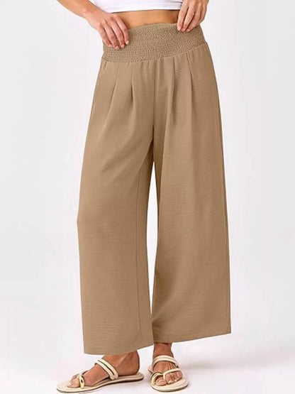 Wide Leg Smocked High Waist Pants Khaki Trendsi 78b6c402316049988c2fe19f4318800a-Max-Origin
