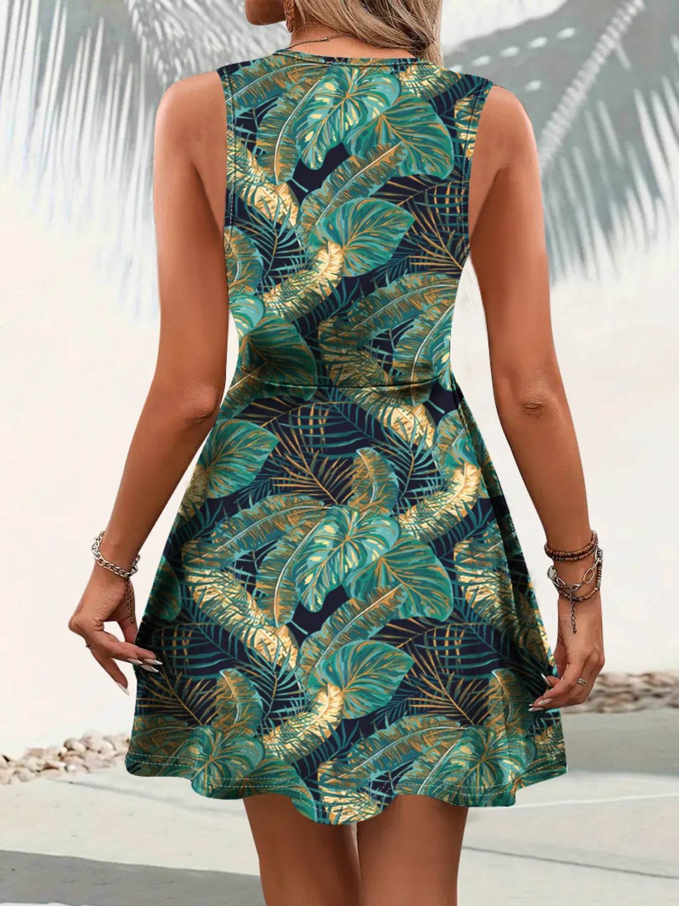 Tropical Print V-Neck Sleeveless Summer Dress Trendsi 78d0396e971b49619f2450ef18c2bcf4-Max-Origin